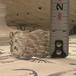 Silver Woven Napkin Rings Set